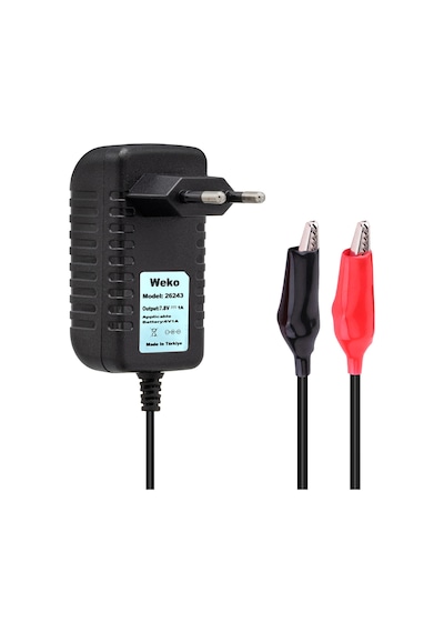 Weko 7.8 Volt 1 Amper Krokodil Uçlu Priz Tip Yerli Üretim Akü Şarj Cihazı Adaptörü 6v-1a İçin Uyumlu