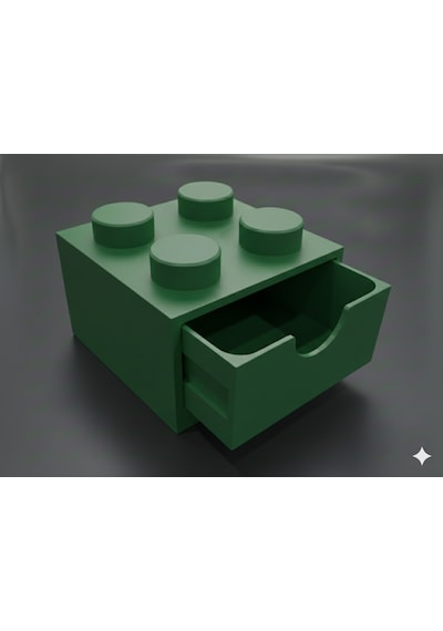 Lego Tasarımlı Mini Çekmece 2x2 Masaüstü Düzenleyici Dekoratif Saklama Kutusu Yeşil