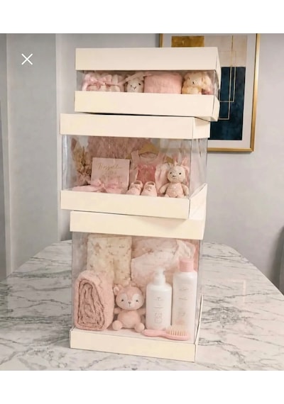Asetat Gelin&damat Çeyiz Bohça Kutusu Fil Dişi 3'lü Set 1 Takım Şeffaf Katlanabilir Demonte Söz Nişan Hediyelik Büyük 23,5 23,5 40cm Orta 23,5 23,5 25cm Küçük 23,5 23,5 15cm