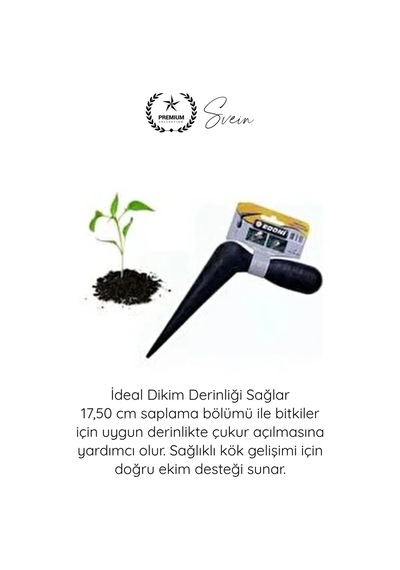 Fide Küçük Bahçe Bitki Çiçek Tohum Ekim Manuel Fide Dikme Aparatı Siyah Saplı Dayanıklı Toprak Deli