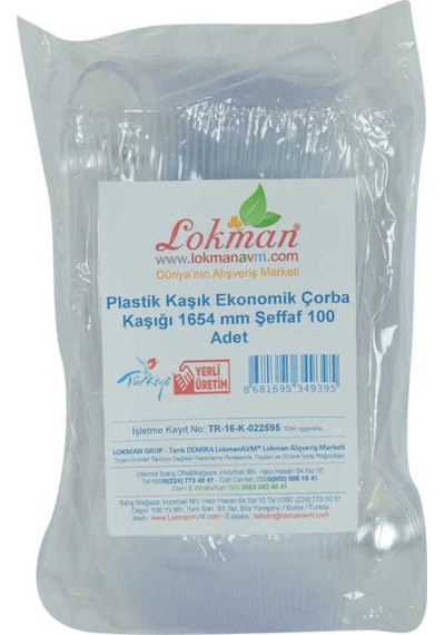 Plastik Kaşık Ekonomik Çorba Kaşığı 1654 Mm Şeffaf 100 Adet 1 Paket