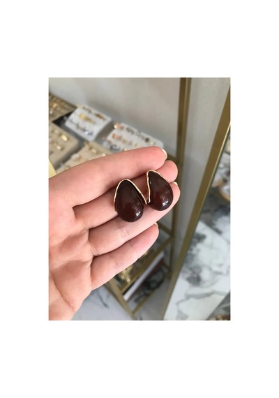 Linalya Jewelry Boncuk Küpe Kahverengi - Model 205