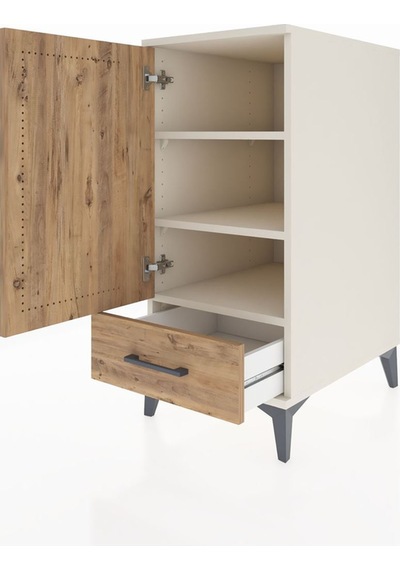 Kronos Komodin 3 Raflı Tek Çekmeceli Tek Kapaklı 44x59x96 Aytaşı-çam Aytası