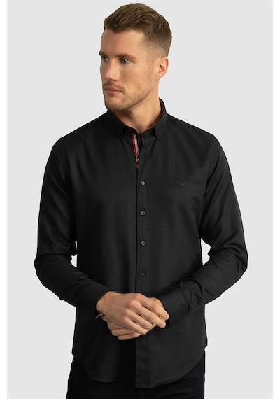 Tudors Slim Fit Dar Kesim Uzun Kol Erkek Gömlek-23450 Lacivert