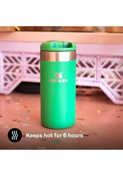 The Aerolight Transit Mug Termos Bardak, Koyu Yeşil Meadow , 0.35 Litre Açık Bej