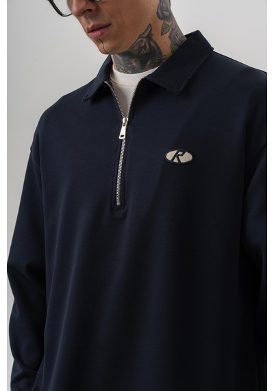 Respire Erkek Yarım Fermuarlı Modal Sweatshirt Lacivert