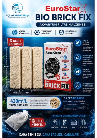 Akvaryum Filtre Malzemesi - Bio Brick Fix 500 Ml - Güçlü Bakteri Tutucu Biyolojik Medya - 3 Adet Brick - File Hediyeli