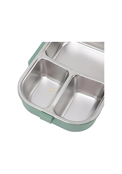1100ml Lunchbox Tek Katlı Çelik Sefer Tası Kaseli Yemek Kutusu Turkuaz Açık