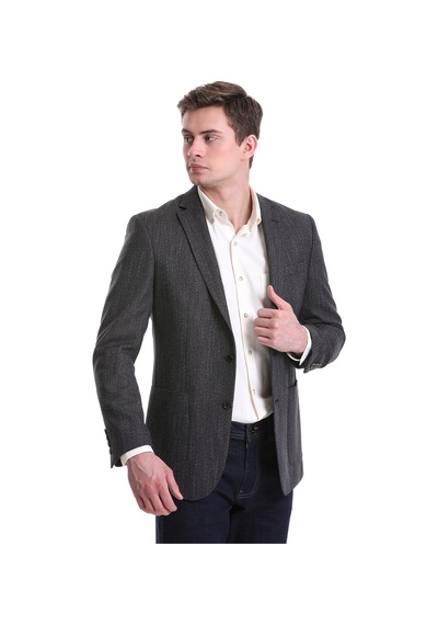 Hatemoğlu Lacivert Slim Fit Mono Yaka Klasik Ceket