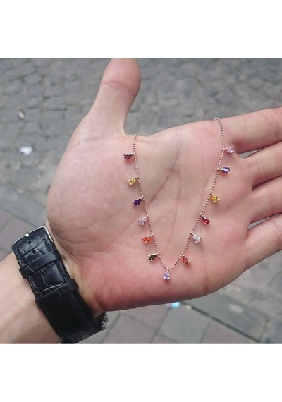 Modahilye 925 Ayar Gümüş Mix Damla Rose Gold Renk Kolye Rose Gold