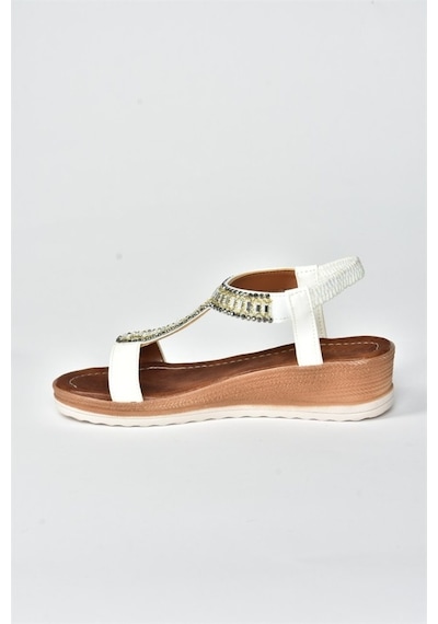 Fox Shoes Beyaz Taşlı Günlük Kadın Sandalet M258311009