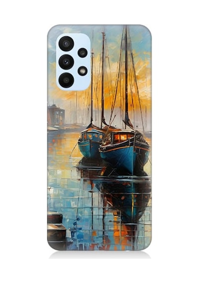 Samsung Galaxy A33 Uyumlu Limanda Günbatımı Huzuru Desenli Silikon Kılıf Çok Renkli