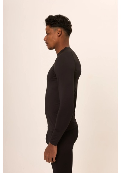 Hnc Sport Ateş Erkek Uzun Kol Tek Kol Dijital Baskılı Compression Fitness Gym Spor Body Tshirt Siyah