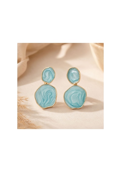 Açık Mavi Sedefli Gold Çerçeveli Sallantılı Küpe Mavi - 887987632 Mavi - 887987632 Mavi