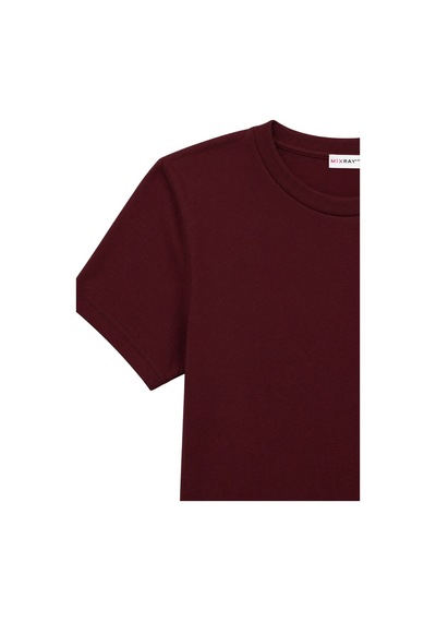 Mixray 2100 Kadın Slim Fit Bisiklet Yaka Soft Basic T-shirt Bordo