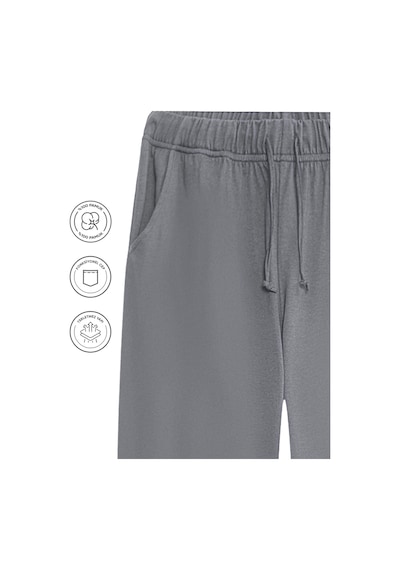 Elemge %100 Pamuk Süprem Erkek Pijama Altı Gri Cepli Rahat Kalıp Relax Fit Lastikli Ipli Terletmez Esnek