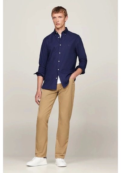 Tommy Hilfiger Erkek Lacivert Th Flex Slim Dobby Gömlek Mavi