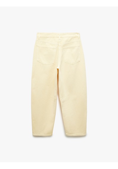 Koton Pamuklu Cep Detaylı Rahat Kesim Barrel Fit Jean Pantolon - Barrel Jean Sarı 5sal40061mw Sarı