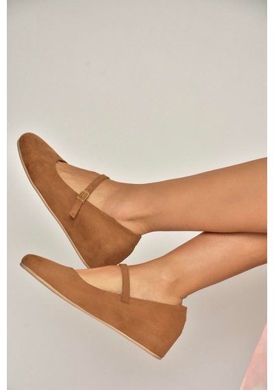 Fox Shoes Y250770702 Taba Süet Alçak Dolgu Tabanlı Kadın Ayakkabı Taba