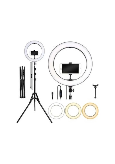 Youtuber 10 Inç Led Tripod Işıklı Telefon Tutucu Makyaj Işığı Ring Light
