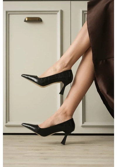 Trendella Siyah Kroko Topuklu Kadın Stiletto Tr20ms02f