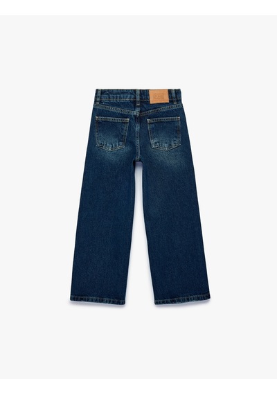 Koton Pamuklu Geniş Paça Denim Pantolon Orta İndigo 7wkg40016ad