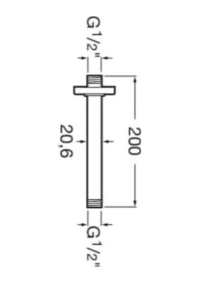 Roca Duş Başlığı, Borusu, Ceiling Arm L200, Tavandan, A5b0550c00 Gri