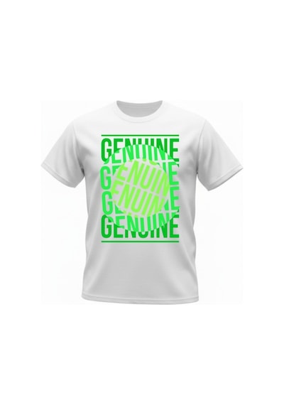 Urbantrendstore Unisex Beyaz Genuine Baskılı Oversize Fit Rahat Geniş Salaş T-shirt Günlük Tişört