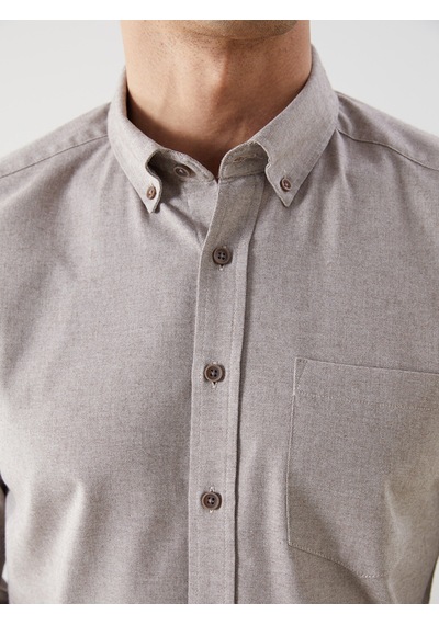 Lcwaıkıkı Classic Kahverengi Regular Fit Oxford Cepli Erkek Gömlek