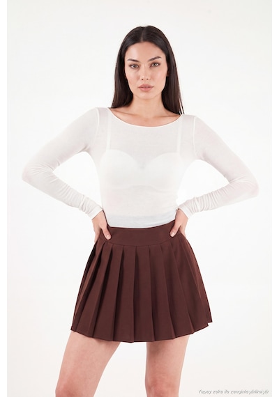 Lela Kayık Yaka Transparan Triko Bluz Kadın Bluz 5866879 Ekru