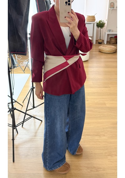 Modaonna Özel Baskı Krem Bordo Saten Fular Krem - Bordo