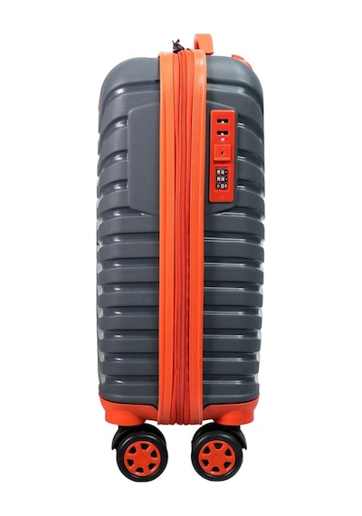 Pp Underseat Küçük Boy Gri -turuncu Valiz 46x34x19 Cm 4 Tekerlek Şifreli Kilit Altın