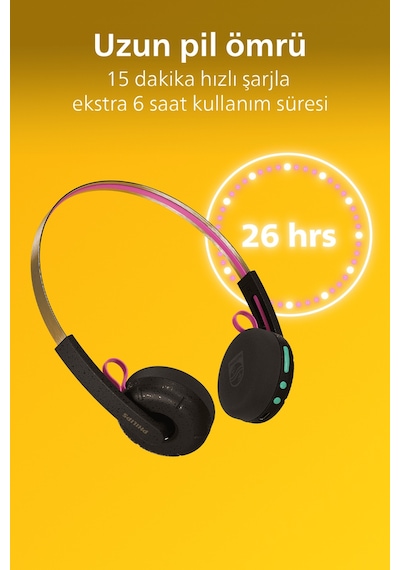 Philips Moving Sound Tams1bk/00 "ringo Duo" Kulaklık, Retro, Kablosuz Veya Kablolu, 26 Saat, Siyah