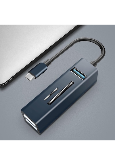 Type-c To Usb Dönüştürücü 3.0 Hub 5in1 Port Hızlı Aktarım 5gbps Usb Hafıza Kart Okuyucu Telefon Pc Bilgisayar T803