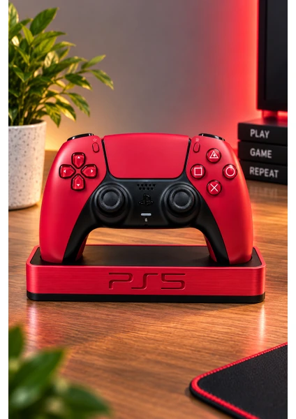 Veriqo 3d Ps5 Dualsense Uyumlu Oyun Kolu Standı Gamepad Tutucu Masaüstü Controller Standı Kırmızı