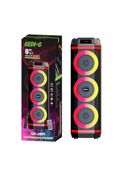 Gd-2889 Dijital Led Göstergeli Mikrofonlu Rgb Üçlü 8 İnç Stereo Bass Kablosuz Karaoke Hoparlör