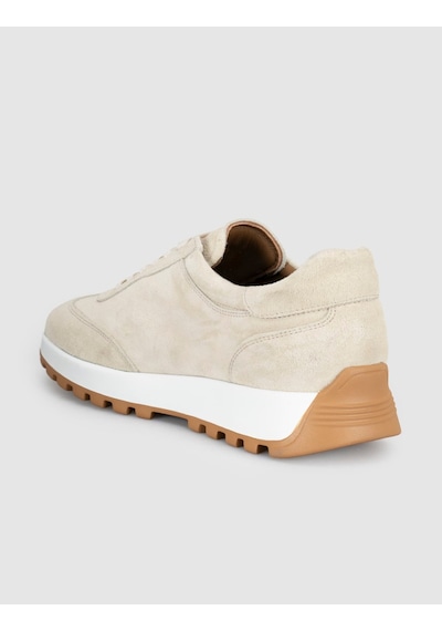 Krem Süet Deri Kadın Sneaker Ayakkabı