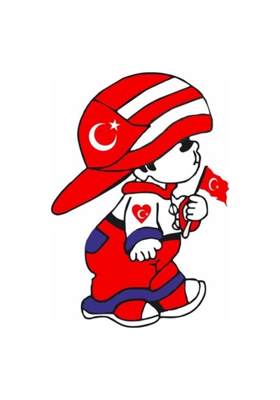 Türk Bayraklı Çocuk Sticker 15 Cm