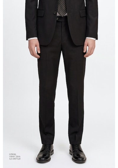 AC&Co / Altınyıldız Classics Erkek Siyah Slim Fit Dar Kesim Mono Yaka Takım Elbise 4A3023100061SYH566N Siyah