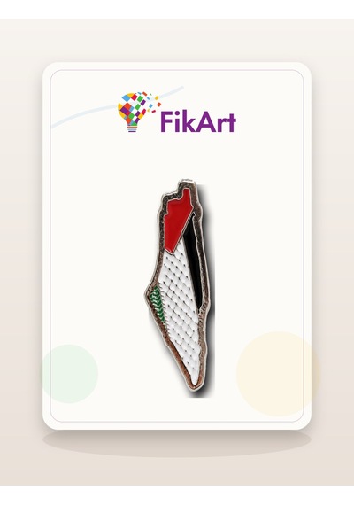 Fikart Kırmızı Kefiye Filistin Haritası Broş Çok Renkli