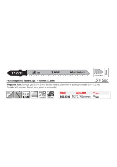 Sgs Dekupaj Bıçağı Alüminyum Için T111C