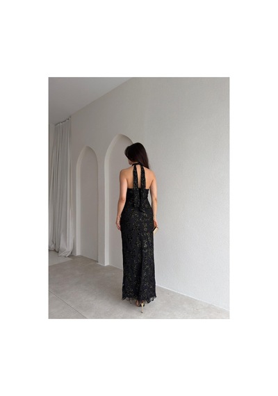 Meecy Perla Simli Maxi Elbise-siyah Siyah