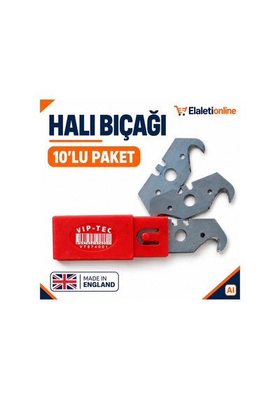 Halı Bıçağı 10 Adet Kancalı Maket Bıçağı İngiltere Üretimi Viptec - 931173054