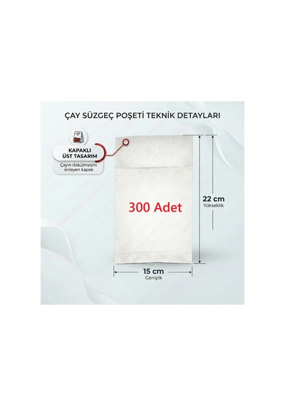 300 Adet Endüstriyel Demlik İçi Çay Filtresi Körüklü Kapaklı Çay Süzgeci Boş Demlik Poşeti Bonesi 15