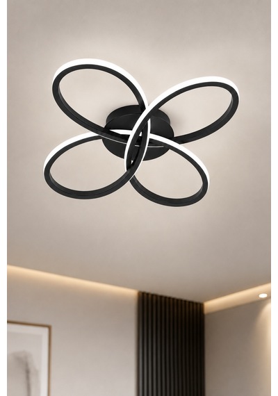 Dora Led Plafonyer Avize Beyaz Işık Siyah