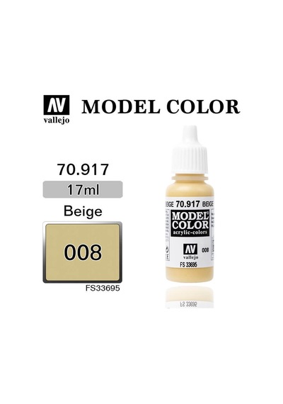 17 Ml. 8 Beige-matt Model Color Serisi Maket Boyası, Vallejo 70917 Standart