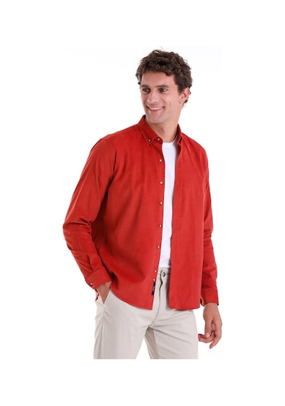 Hatemoğlu Kiremit Comfort Fit Düz 100% Pamuk Düğmeli Yaka Uzun Kollu Casual Kiremit Hatemoğlu Kiremit Comfort Fit Düz 100% Pamuk Düğmeli Yaka Uzun Kollu Casual Kiremit