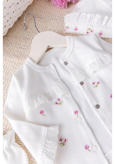 Babymod Çiçekli Natural 100% Pamuk 5'li Kız Bebek Hastane Çıkışı Bebek Takımı Set
