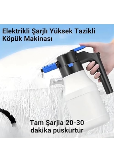 Polham Şarjlı Otomatik 1.5 Litre Yüksek Basınçlı Araç Yıkama Köpük Püskürtücü El Pompası Otomobil Temizleme Pompası