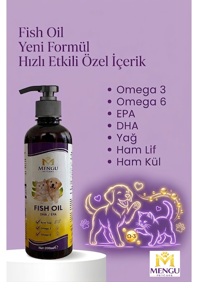 Fish Oil - Kedi Ve Köpekler İçin Balık Yağı Omega 3-6 Epa Dha Norveç Somon Yağı Bağışıklık Desteği